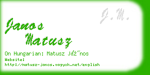 janos matusz business card